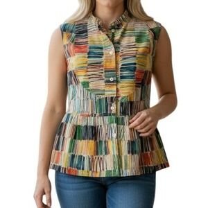 PIAZZA SEMPIONE Made in Italy  Multicolor Striped Blouse EUC‎ Italy 44